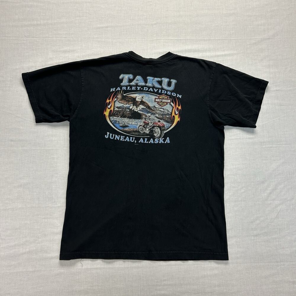Vintage Harley-Davidson Taku Juneau Alaska T-Shirt Mens XL Motorcycle Riding Tee